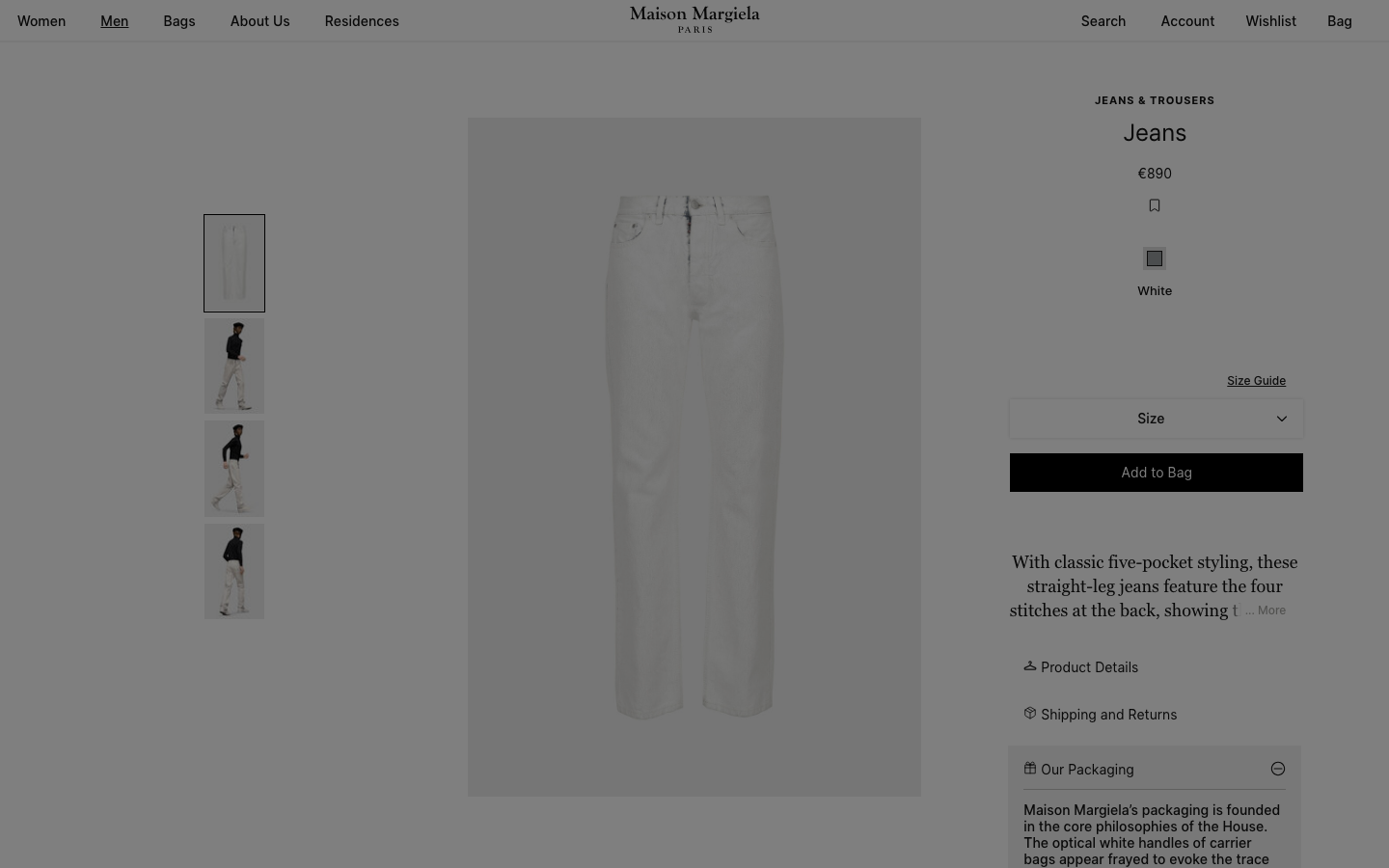 The page presents a fashion collection through a split composition. One side features a close-up of a shoe, the other a model draped in fabric. The muted color palette and soft lighting evoke a sense of quiet luxury.  ·  fashion editorial, luxury split screen, minimalist fashion, maison margiela, spring summer 2026, split studio, soft lighting, muted colors