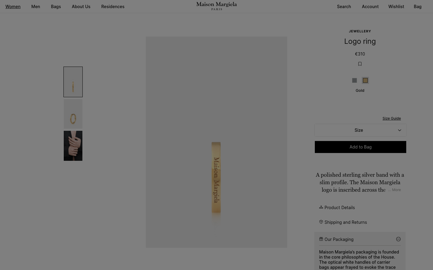 The page presents a fashion collection through a split composition. One side features a close-up of a shoe, the other a model draped in fabric. The muted color palette and soft lighting evoke a sense of quiet luxury. · fashion editorial, luxury split screen, minimalist fashion, maison margiela, spring summer 2026, split studio, soft lighting, muted colors