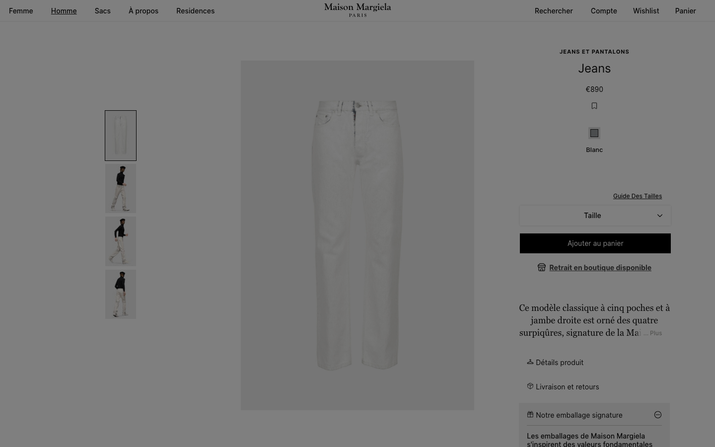 The page presents a fashion collection through a split composition. One side features a close-up of a shoe, the other a model draped in fabric. The muted color palette and soft lighting evoke a sense of quiet luxury. · fashion editorial, luxury split screen, minimalist fashion, maison margiela, spring summer 2026, split studio, soft lighting, muted colors