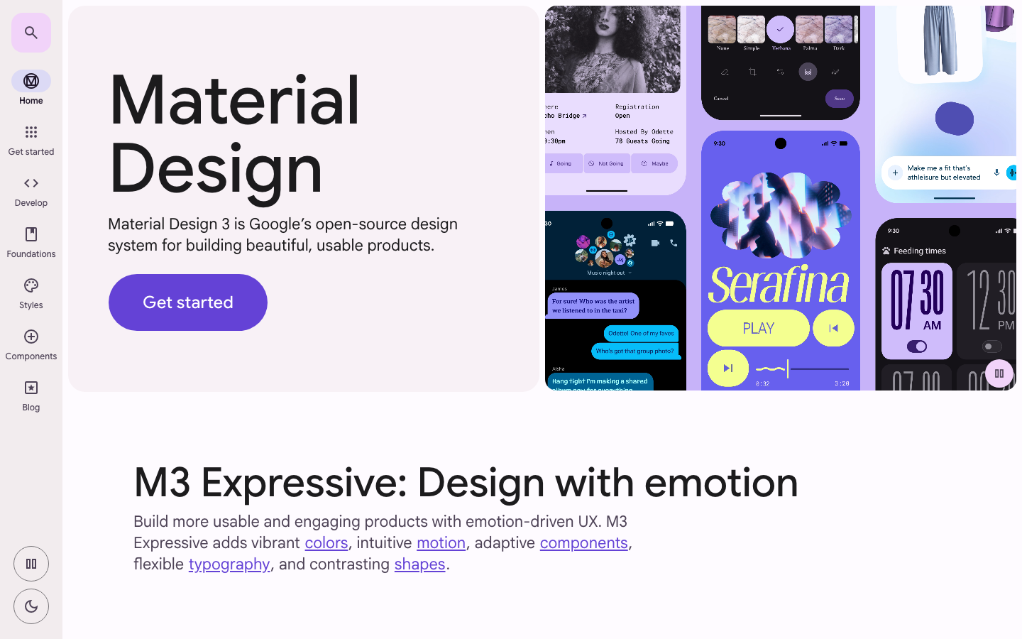 Material - full page scroll