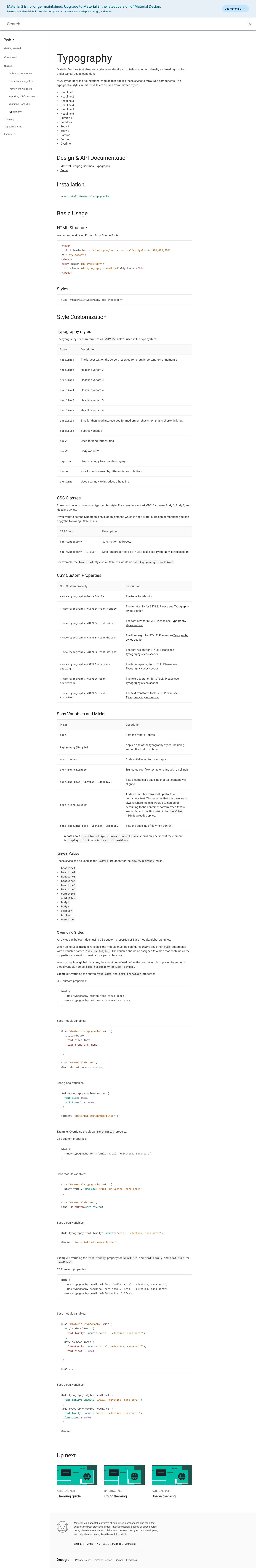 Material - full page scroll