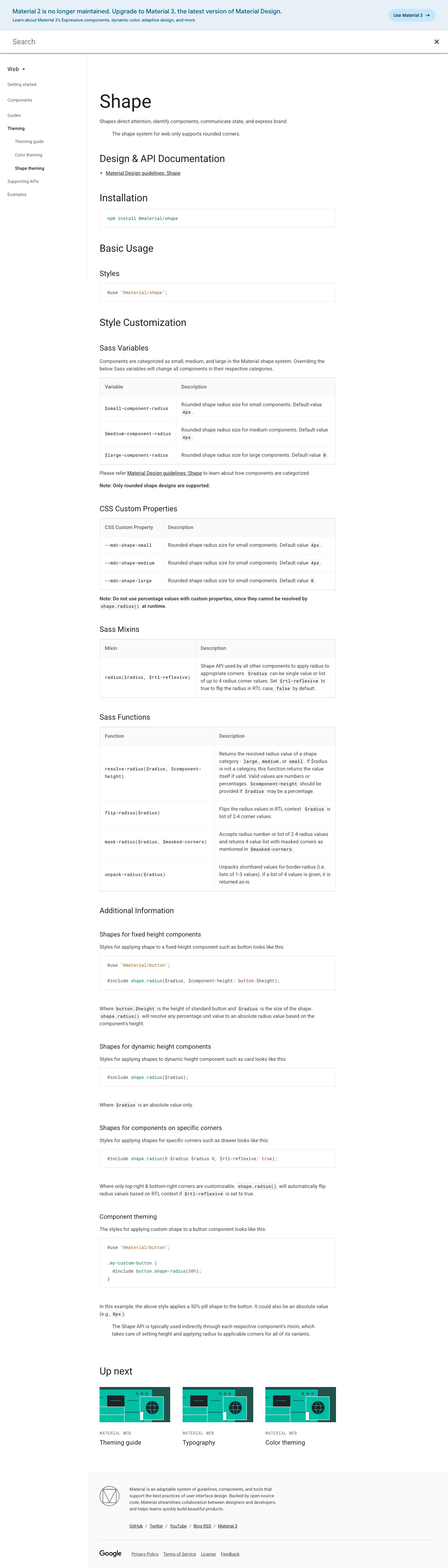 Material - full page scroll