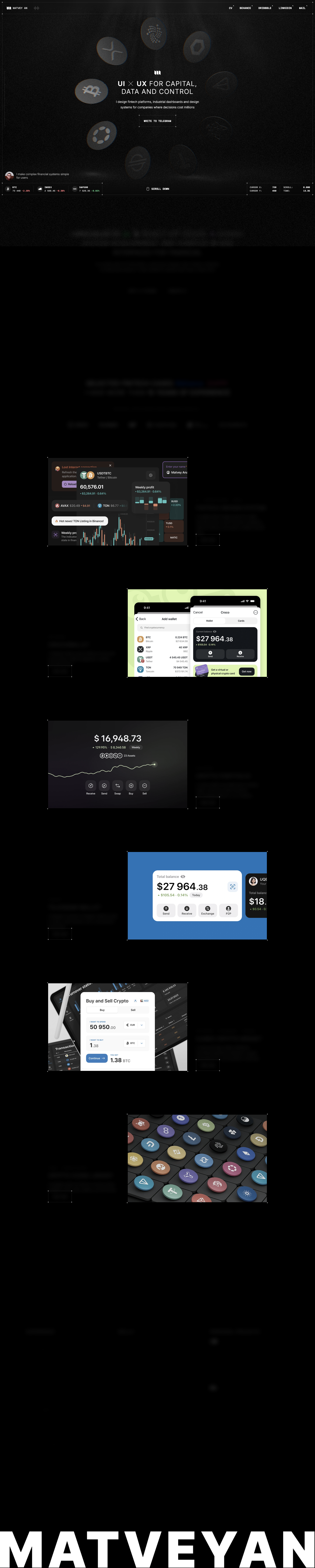 Matveyan — Senior Product Designer for Fintech, Trading & Design Systems - full page scroll