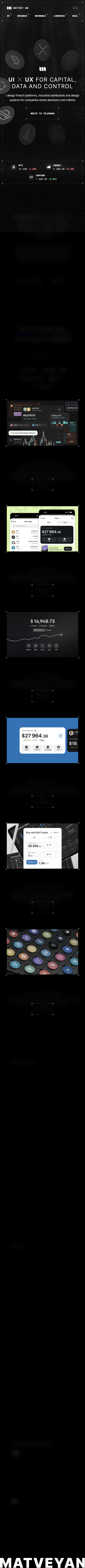 Matveyan — Senior Product Designer for Fintech, Trading & Design Systems - mobile full page