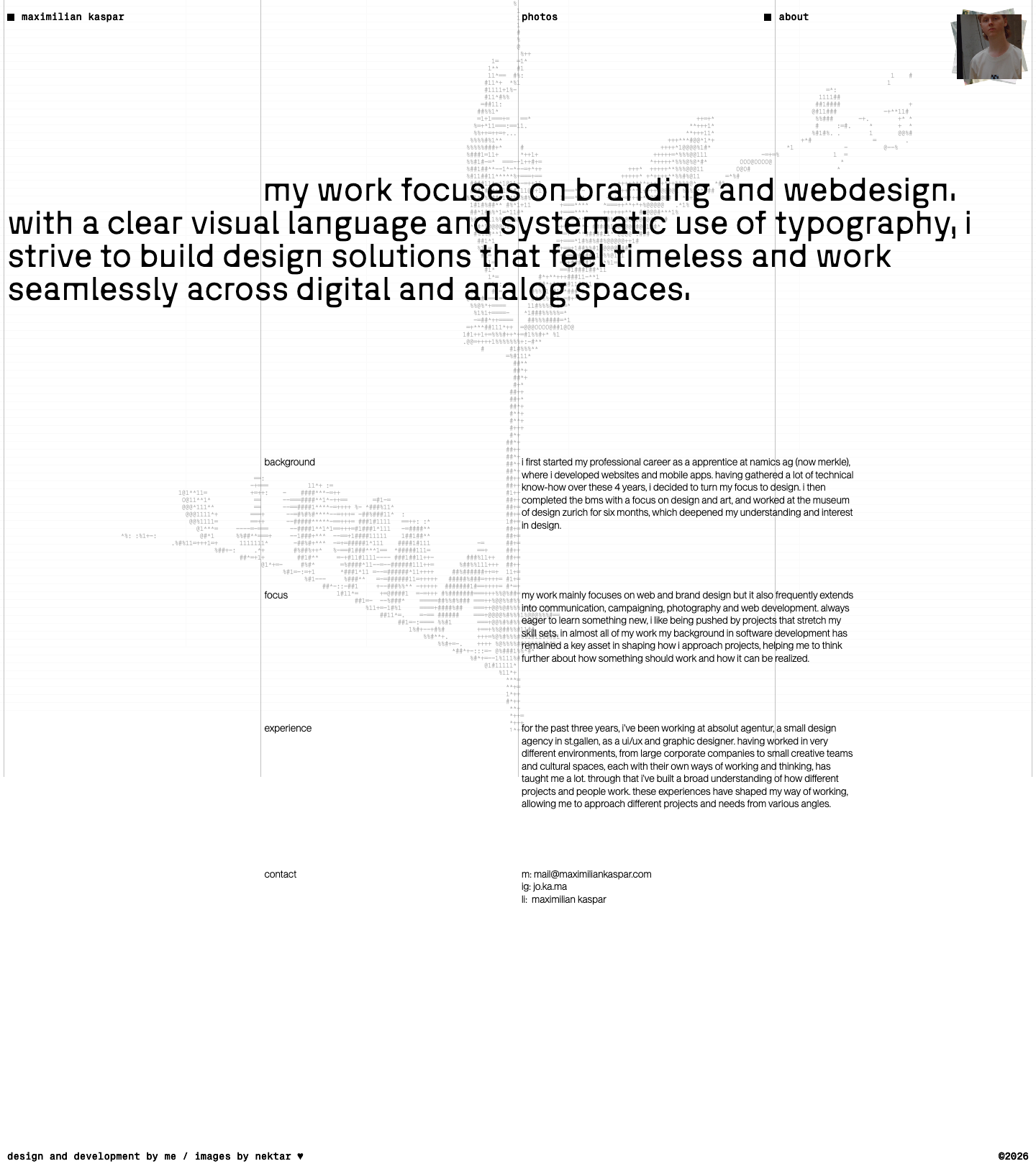Maximilian Kaspar · About - full page scroll