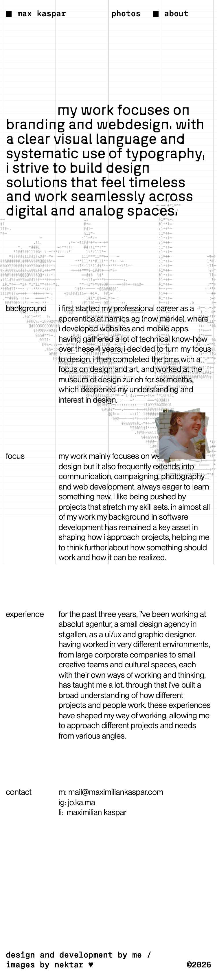 Maximilian Kaspar · About - mobile full page