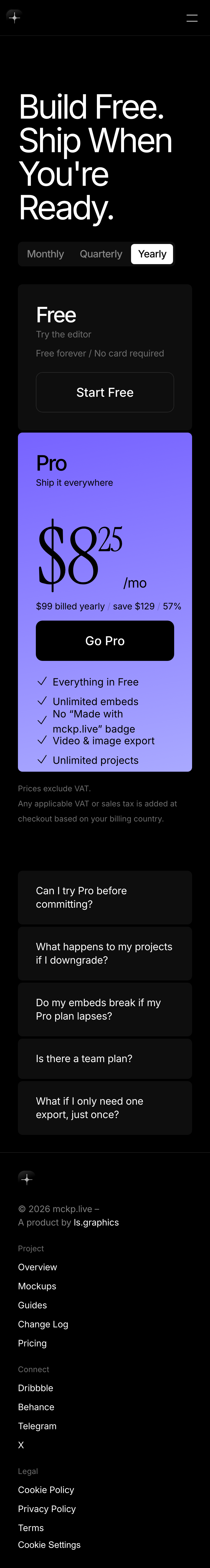 MCKP · Pricing - mobile full page