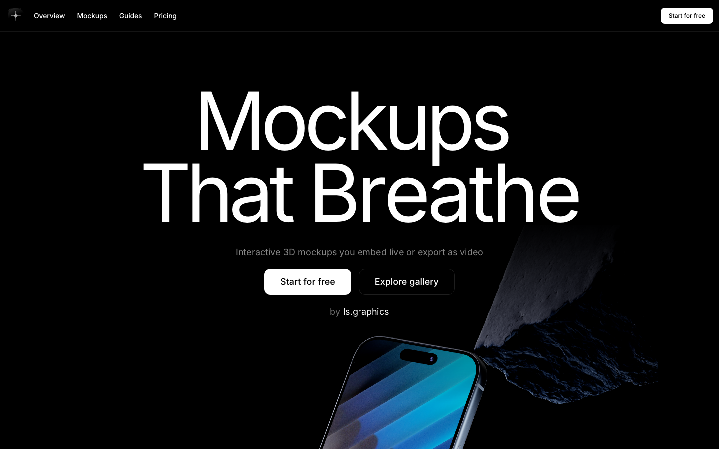 High-contrast dark mode landing page featuring massive, clean sans-serif typography and a floating 3D device render. The composition relies on extreme negative space and a stark white-on-black palette.  ·  dark saas hero, minimalist 3d mockup, high contrast typography, modern creator tool, black background landing page