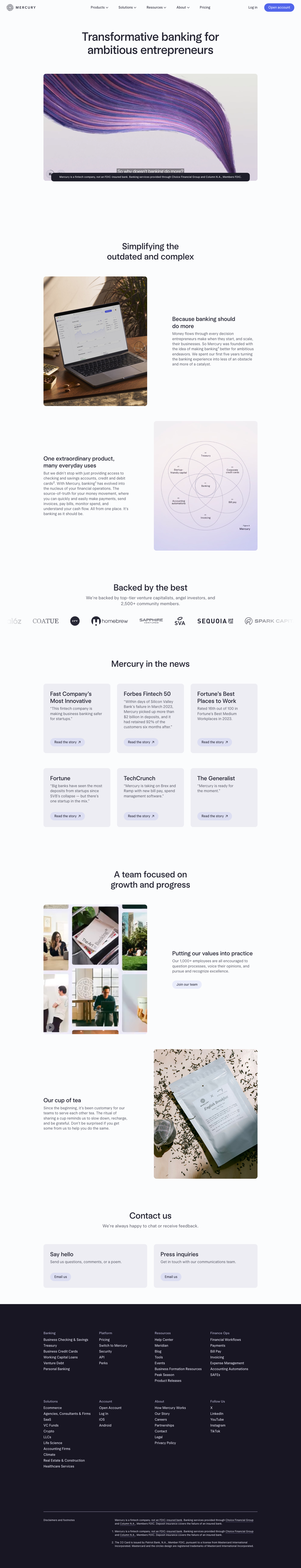 Mercury — About - full page scroll