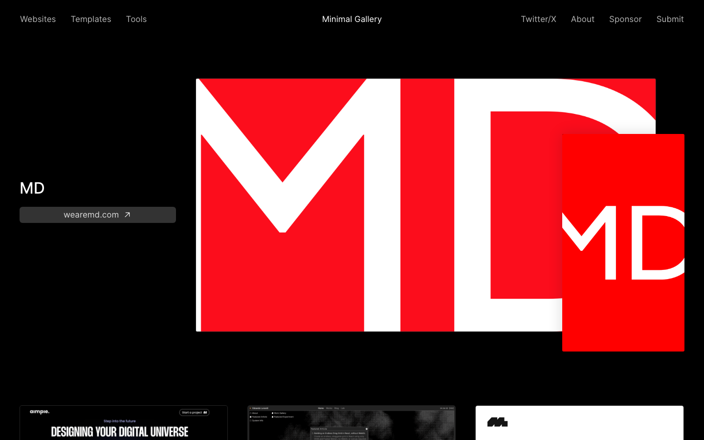 The layout prioritizes a clean, grid-based structure with ample white space. Typography is crisp and functional, emphasizing clarity and hierarchy. The overall mood is sophisticated and understated. · minimal gallery, portfolio website, design agency, grid layout, swiss style, clean design, editorial portfolio, website showcase