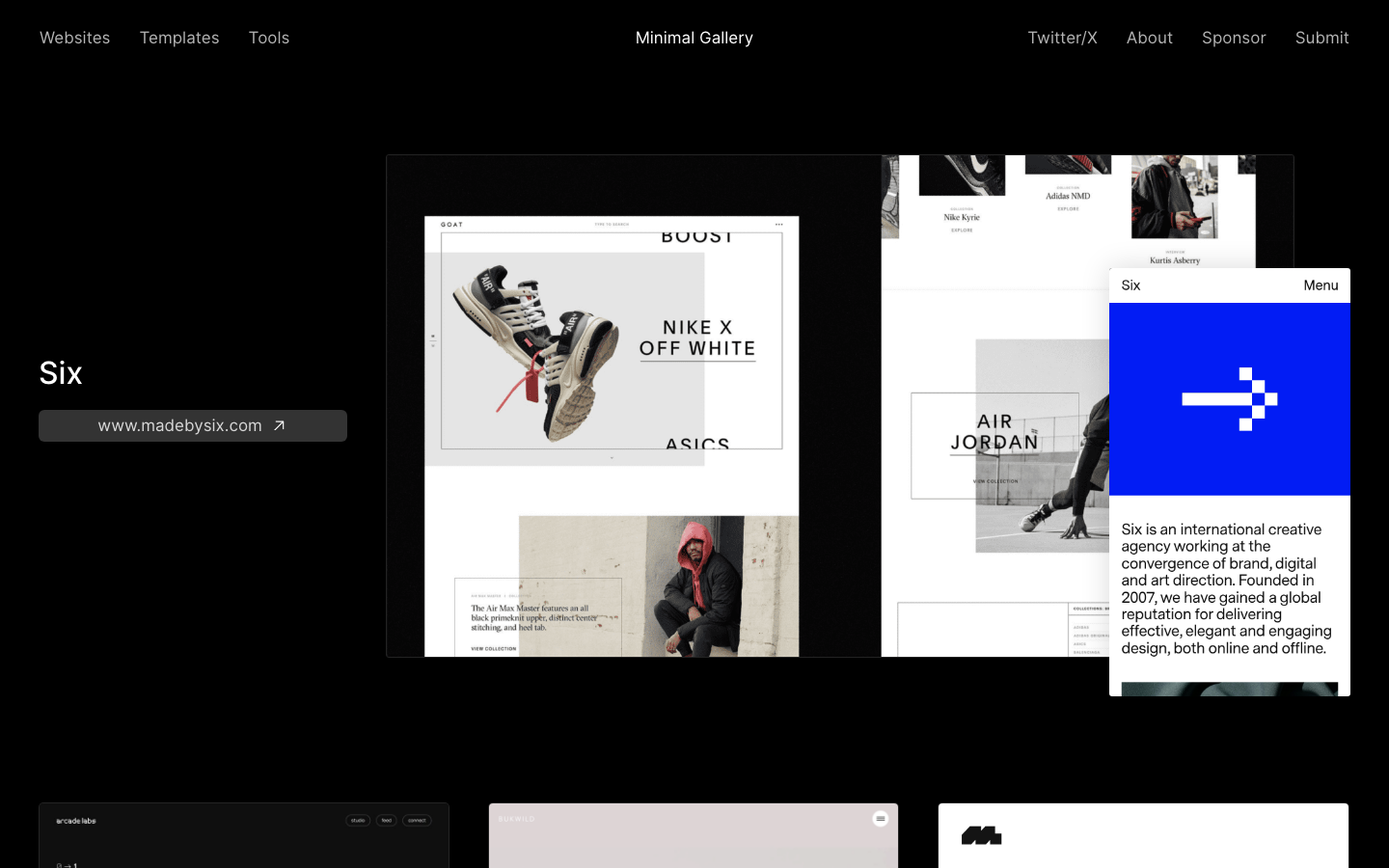 The layout prioritizes a clean, grid-based structure with ample white space. Typography is crisp and functional, emphasizing clarity and hierarchy. The overall mood is sophisticated and understated. · minimal gallery, portfolio website, design agency, grid layout, swiss style, clean design, editorial portfolio, website showcase