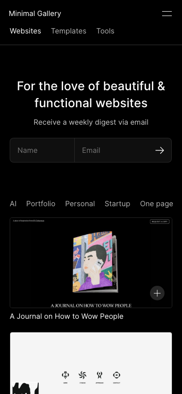 Minimal Gallery - mobile