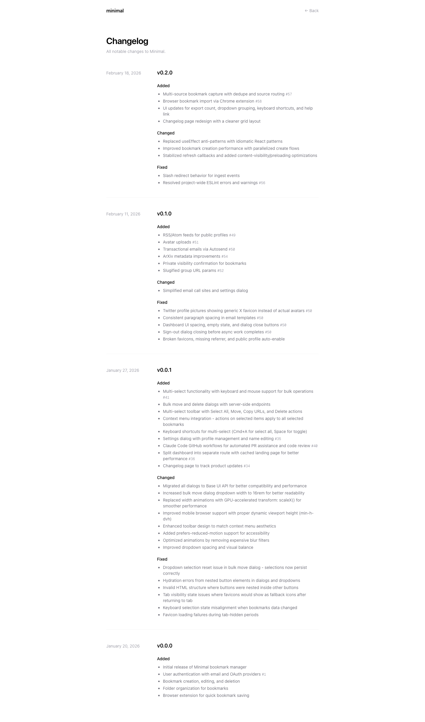 Minimal So — Changelog - full page scroll