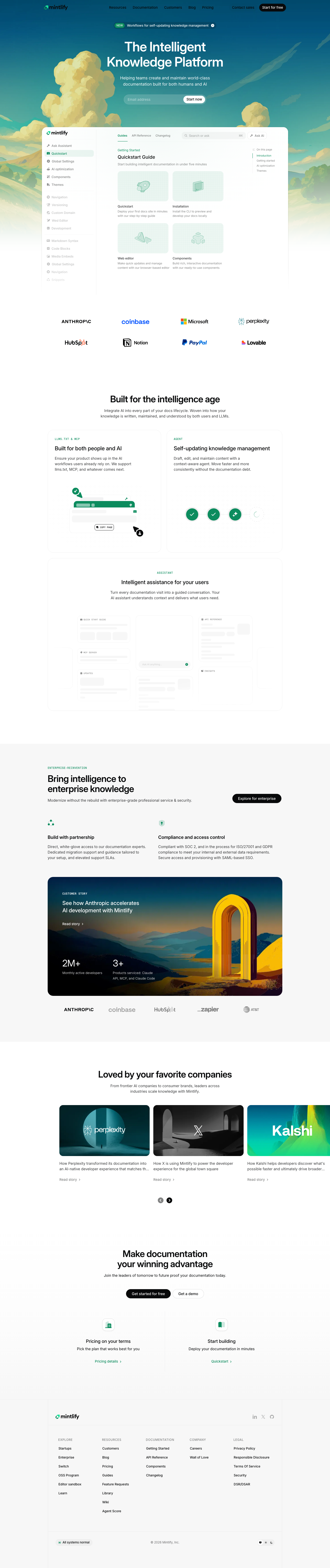 Mintlify - The Intelligent Knowledge Platform - full page scroll