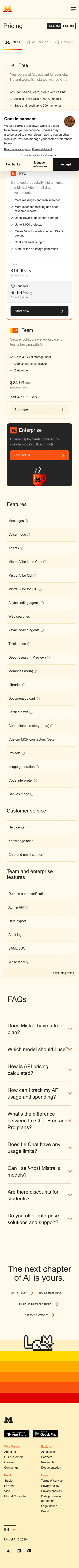 Mistral — Pricing - mobile full page