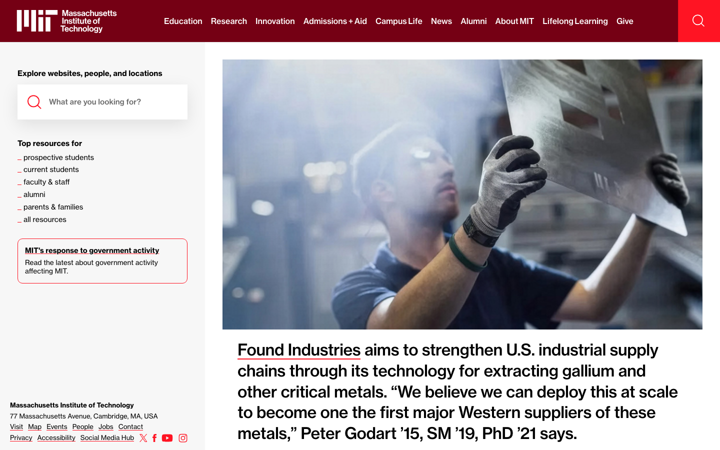 The page prioritizes clarity and institutional authority through a restrained typographic hierarchy and ample white space. The use of a large, impactful image establishes a sense of gravitas, while the clean layout reinforces a focus on information. · university homepage, technical editorial, minimalist design, academic website, institution design, clean layout, monochrome website