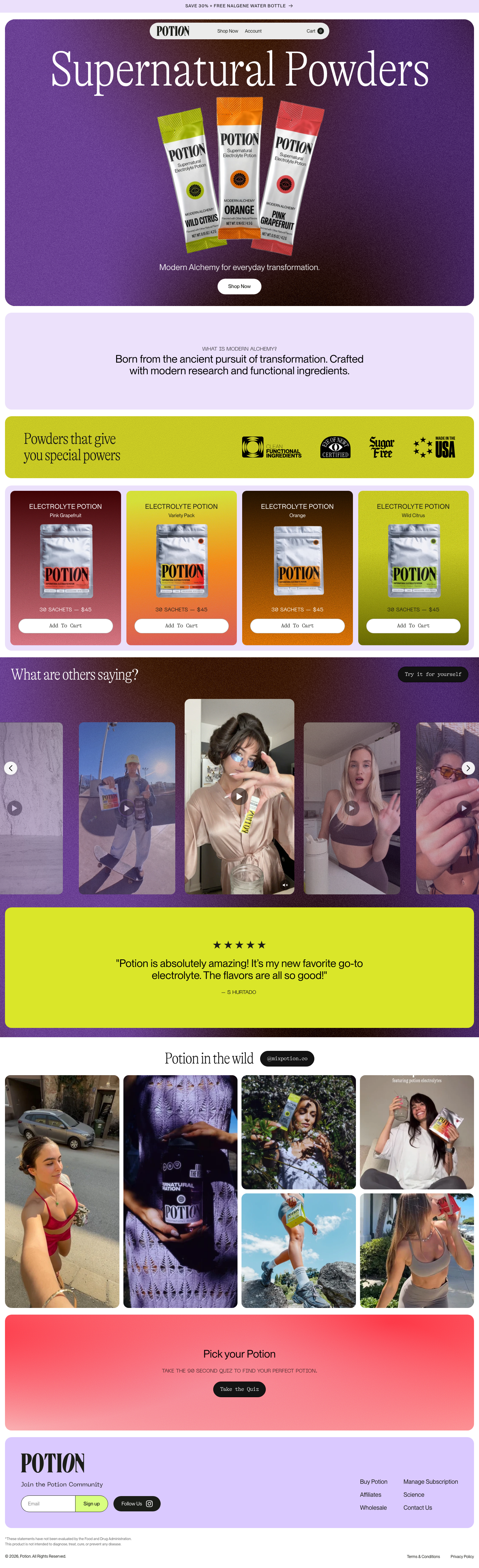 Potion - full page scroll