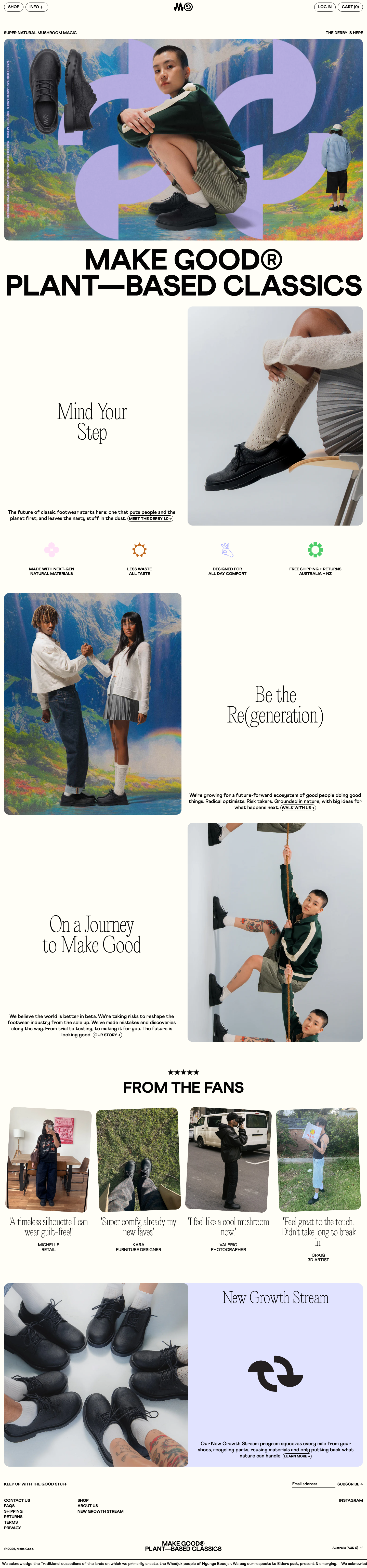 Sustainable Shoes Made From Nature • Make Good® - full page scroll