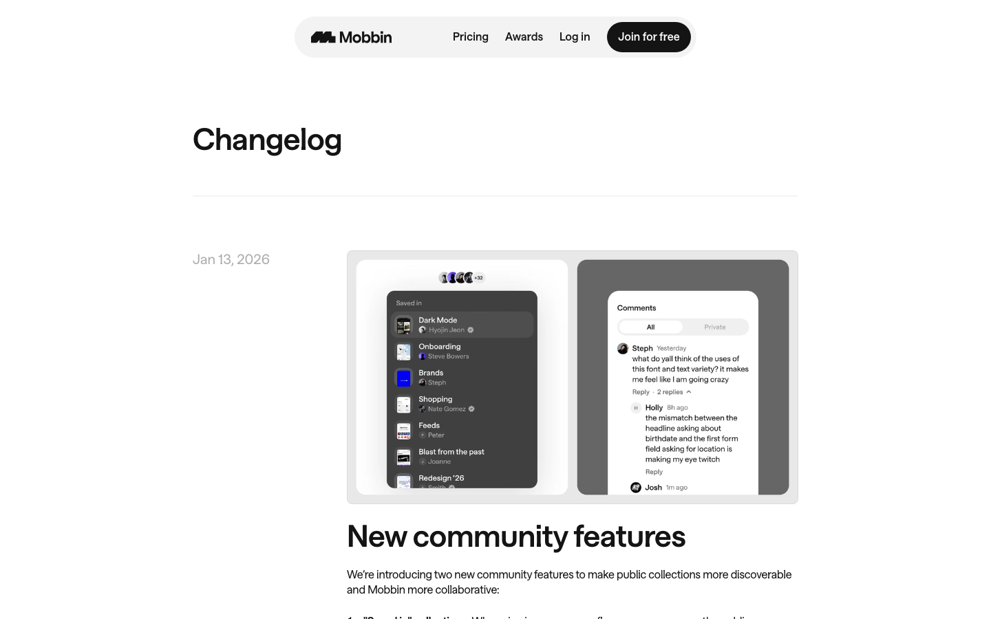 The page prioritizes a clean, typographic presentation. Large, bold typography dominates the hero section, establishing a strong visual hierarchy. The overall feel is precise and functional, emphasizing clarity and information delivery. · design inspiration, design resource, design tools, design platform, design community, mobbin, inspiration site