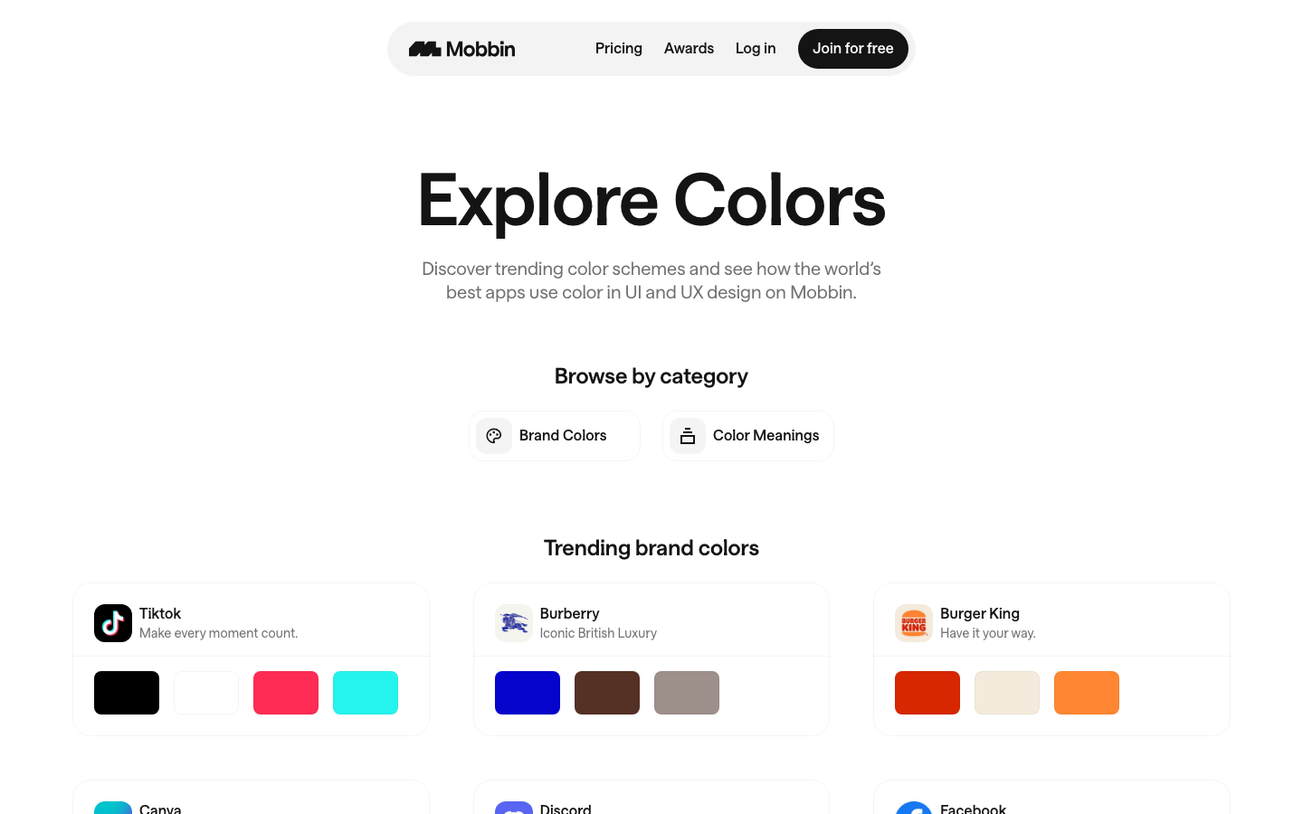 The page prioritizes a clean, typographic presentation. Large, bold typography dominates the hero section, establishing a strong visual hierarchy. The overall feel is precise and functional, emphasizing clarity and information delivery. · design inspiration, design resource, design tools, design platform, design community, mobbin, inspiration site