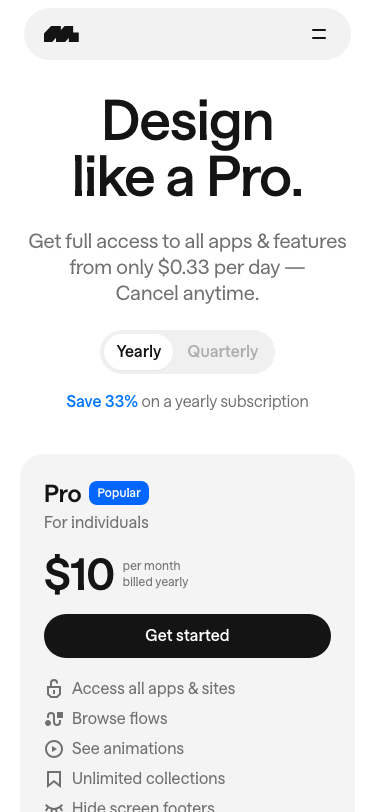 Mobbin — Pricing - mobile