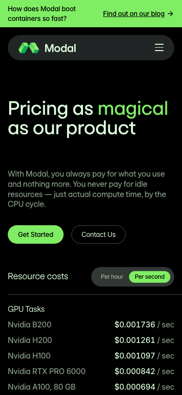 Modal — Pricing - mobile