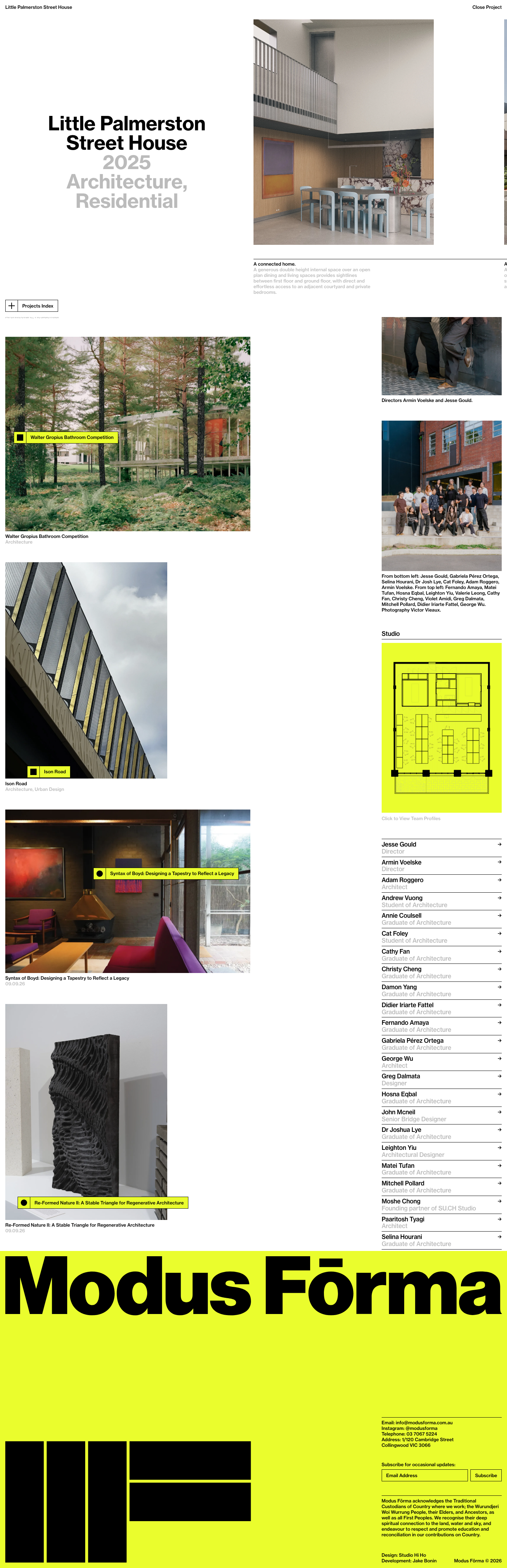 Modus Fōrma · Little Palmerston Street House - full page scroll