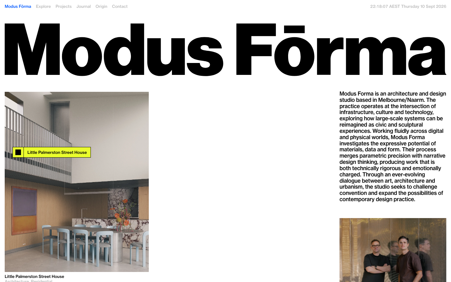 High-contrast layout featuring an oversized, heavy sans-serif wordmark and a strict asymmetric grid. The design balances massive typography with clean architectural photography and a muted yellow accent. · architecture portfolio, swiss design, oversized typography, minimalist studio layout, high contrast editorial