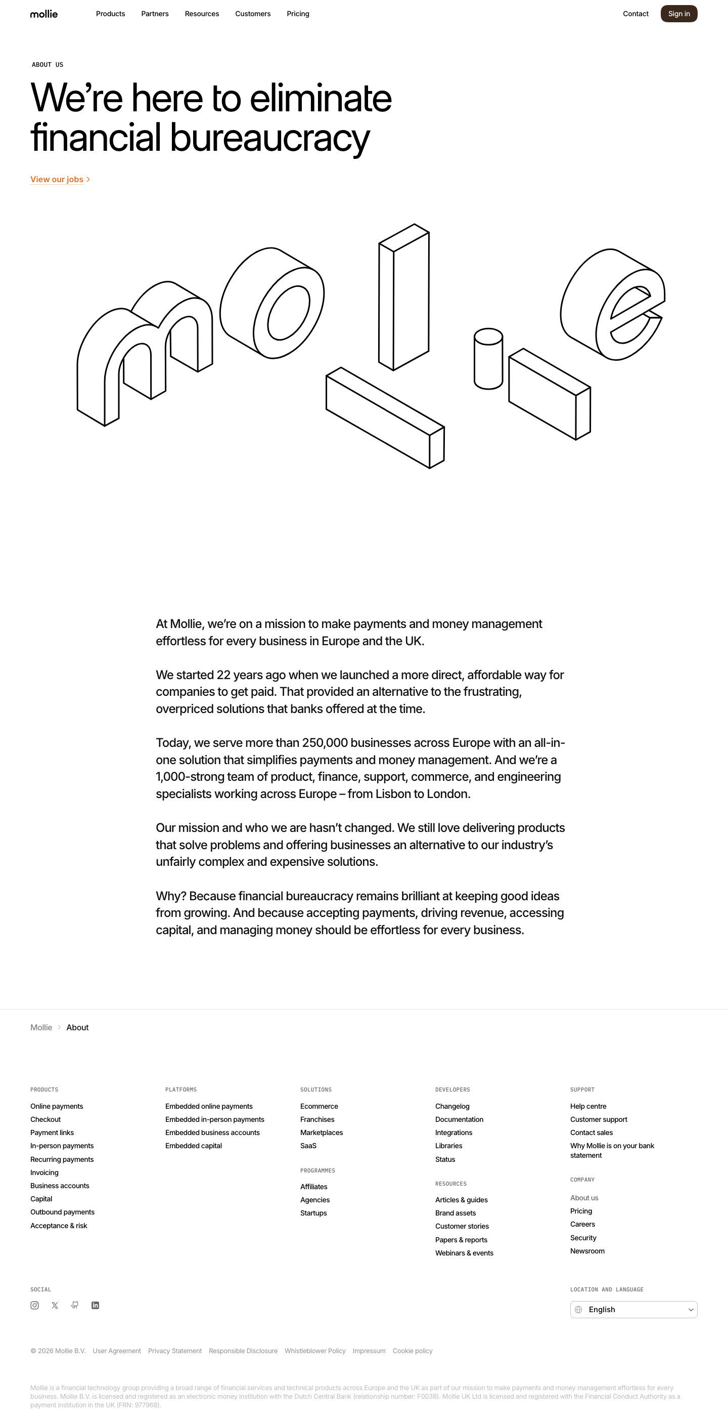 Mollie · About - full page scroll