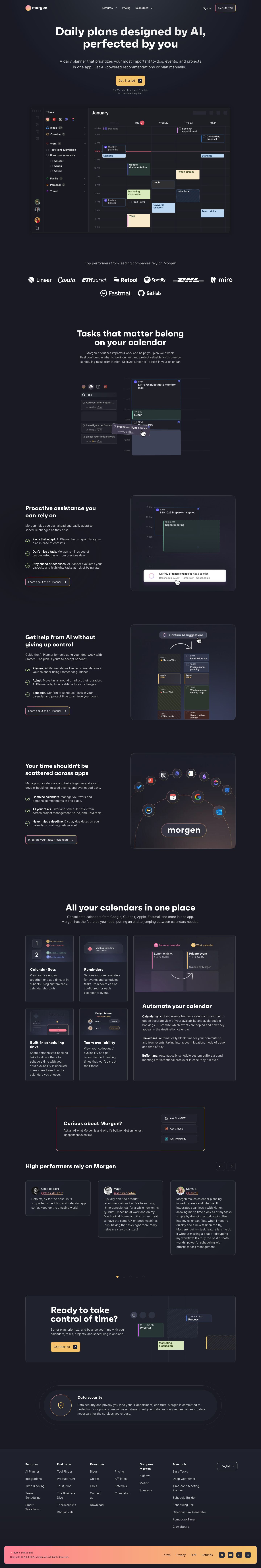 Morgen: AI Daily Planner for Calendars & Tasks - full page scroll