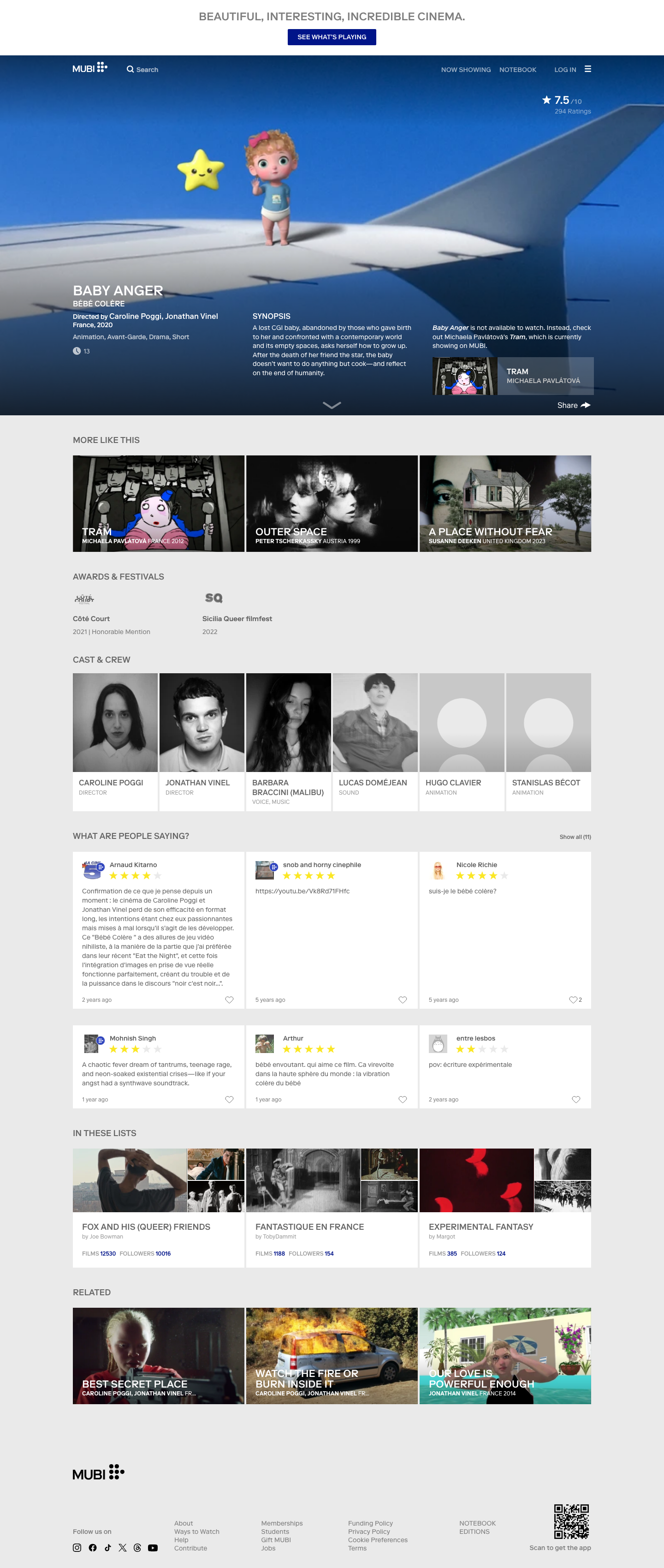 Mubi - full page scroll