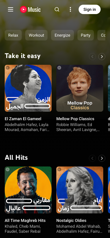 Music Youtube — Features - mobile