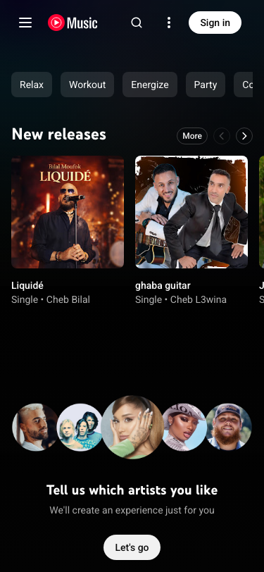 Music Youtube — Sign up - mobile