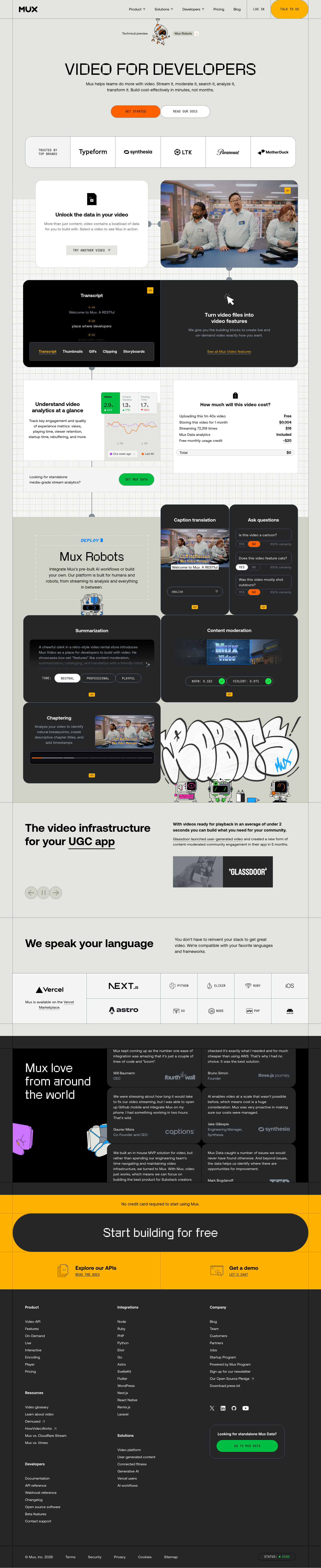 Video API for developers | Mux - full page scroll