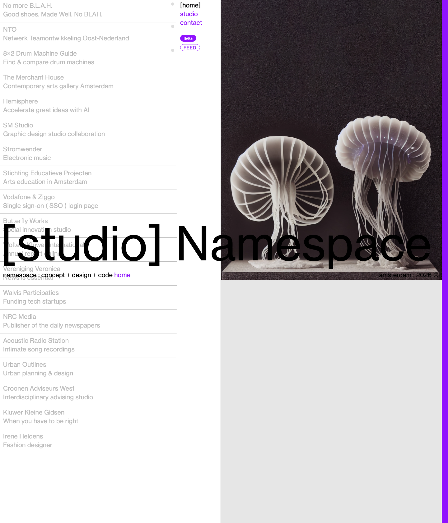 namespace : concept + design + code home - namespace - full page scroll