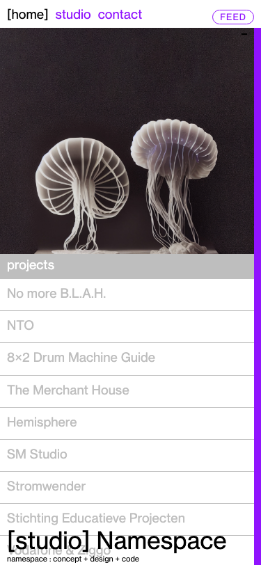 namespace : concept + design + code home - namespace - mobile