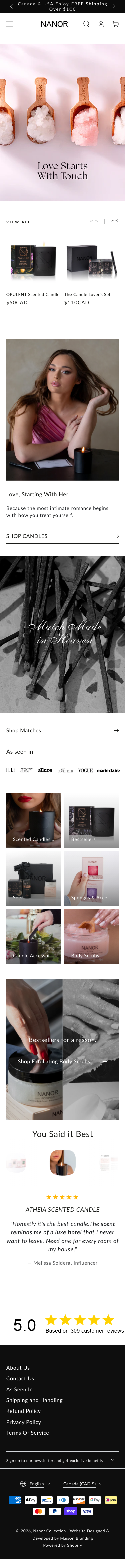 Nanor - Soy wax scented candles made in Canada – Nanor Collection - mobile full page