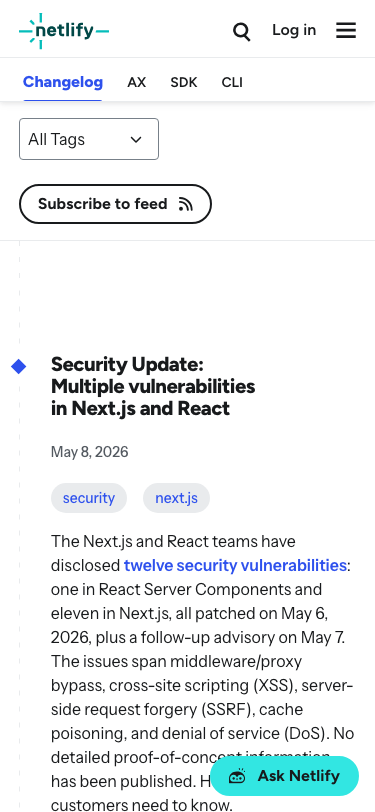 Netlify — Changelog - mobile