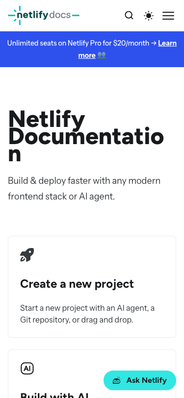 Netlify — Docs - mobile