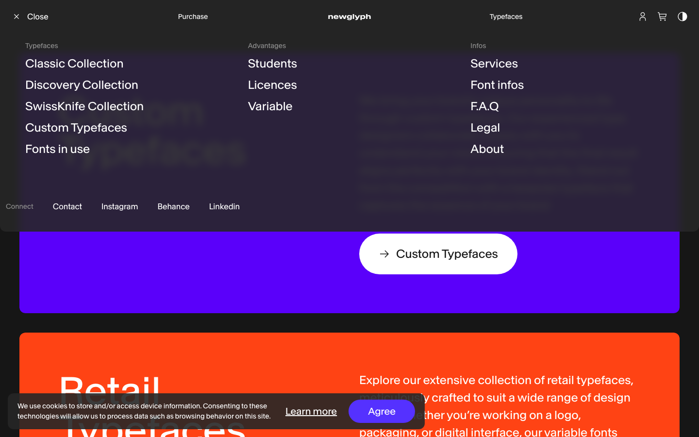 The page prioritizes typographic display with a bold, impactful headline. The stark contrast and limited color palette emphasize the typeface itself, creating a clean and authoritative presentation. · type foundry, font showcase, typography design, typeface shop, design studio, black and yellow, minimalist typography
