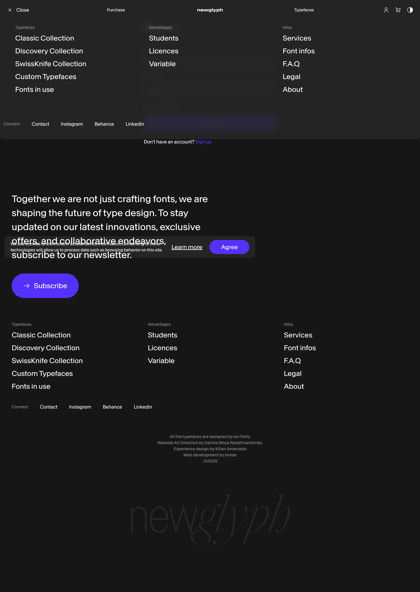 Newglyph — Sign up - full page scroll