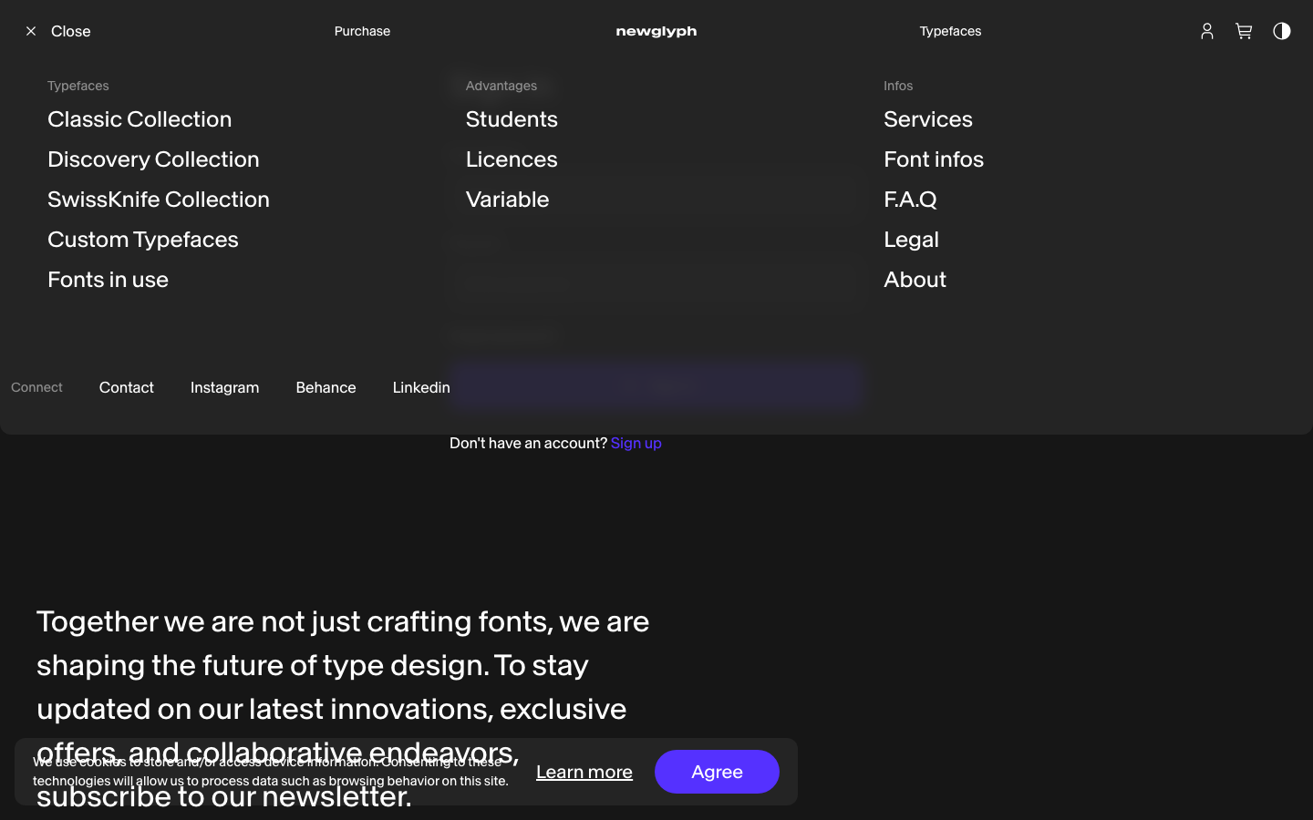 The page prioritizes typographic display with a bold, impactful headline. The stark contrast and limited color palette emphasize the typeface itself, creating a clean and authoritative presentation. · type foundry, font showcase, typography design, typeface shop, design studio, black and yellow, minimalist typography