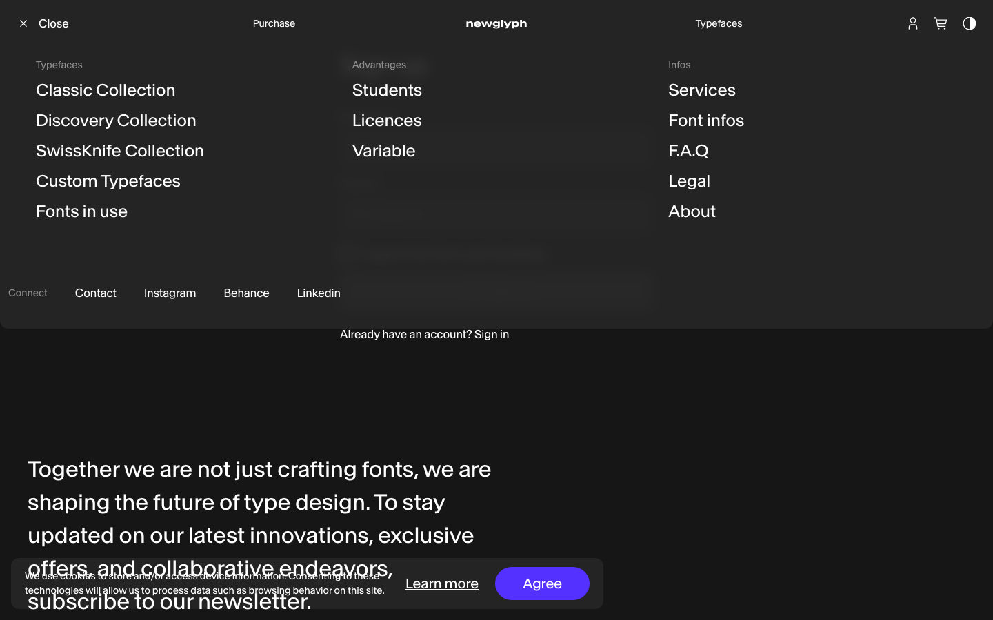 The page prioritizes typographic display with a bold, impactful headline. The stark contrast and limited color palette emphasize the typeface itself, creating a clean and authoritative presentation. · type foundry, font showcase, typography design, typeface shop, design studio, black and yellow, minimalist typography