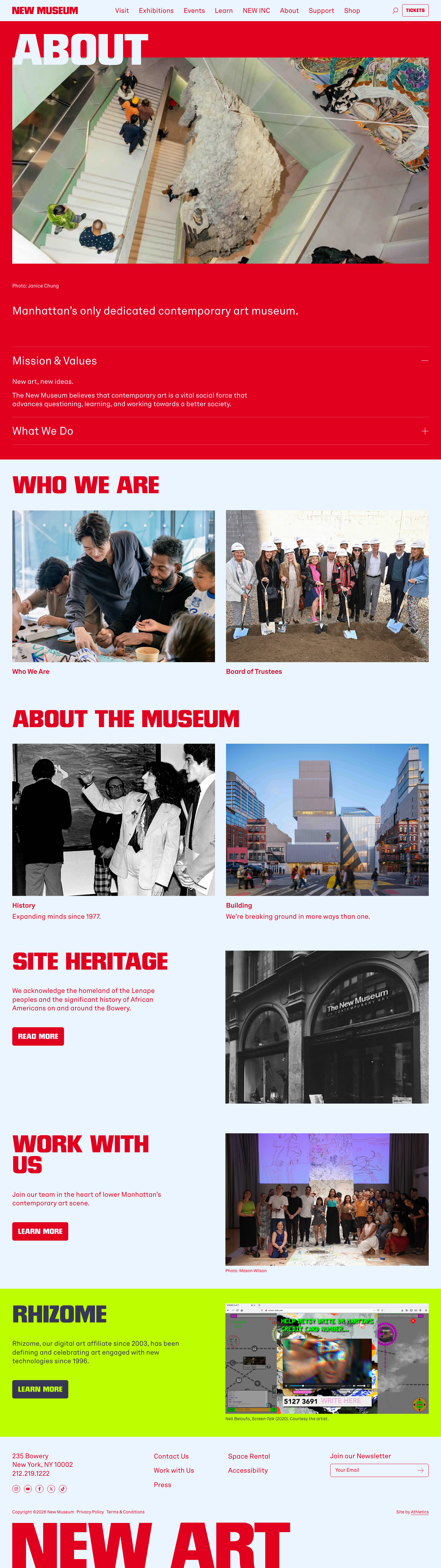 Newmuseum — About - full page scroll