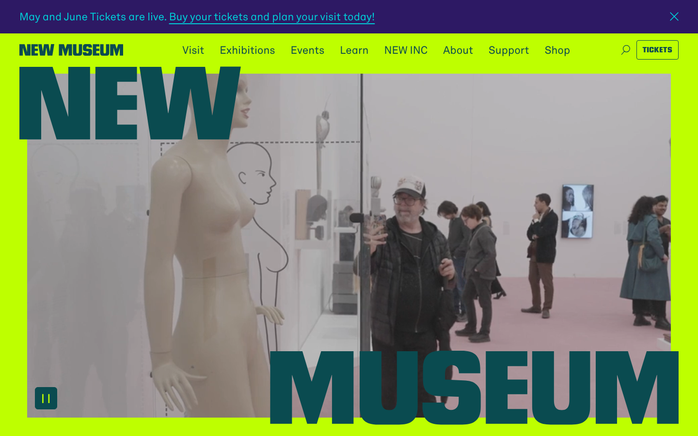 The design prioritizes impactful typography and ample negative space, creating a sense of quiet authority. The use of a bold, sans-serif typeface and a limited color palette contributes to a refined, intellectual mood. · museum website, art museum design, nonprofit website, minimalist museum, editorial website, typography focused, modern museum, green and yellow, institutional design, cultural institution