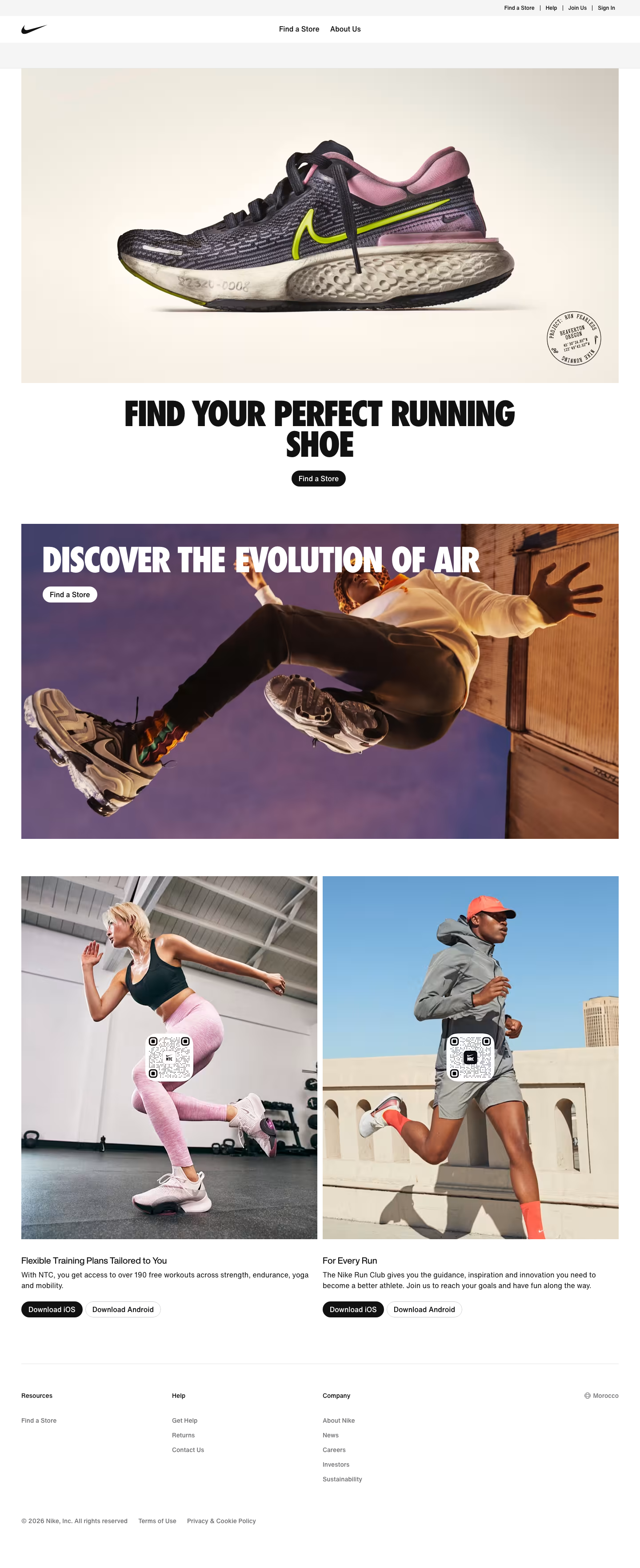 Nike - full page scroll