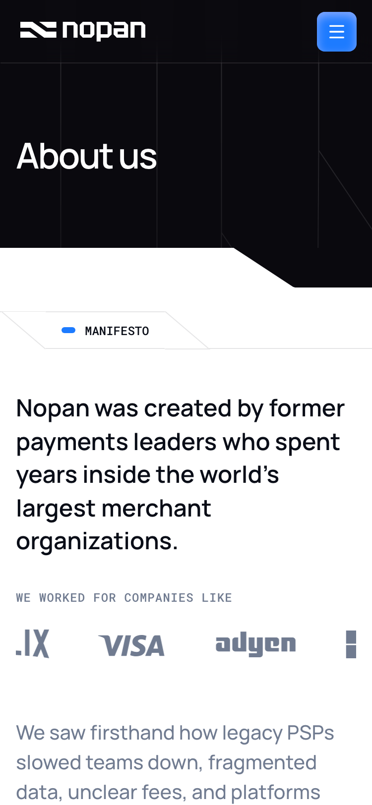 Nopan · About - mobile