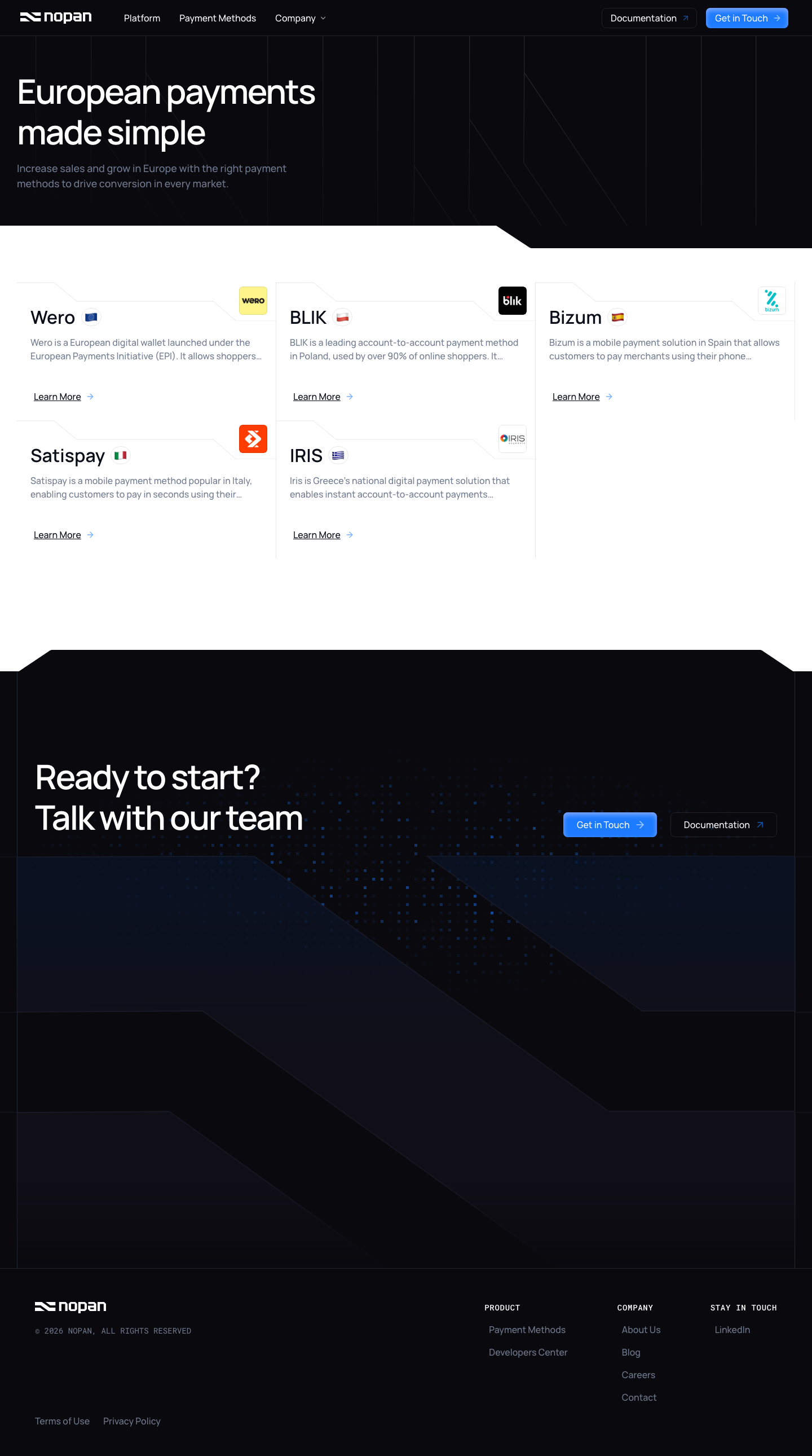 Nopan · Features - full page scroll