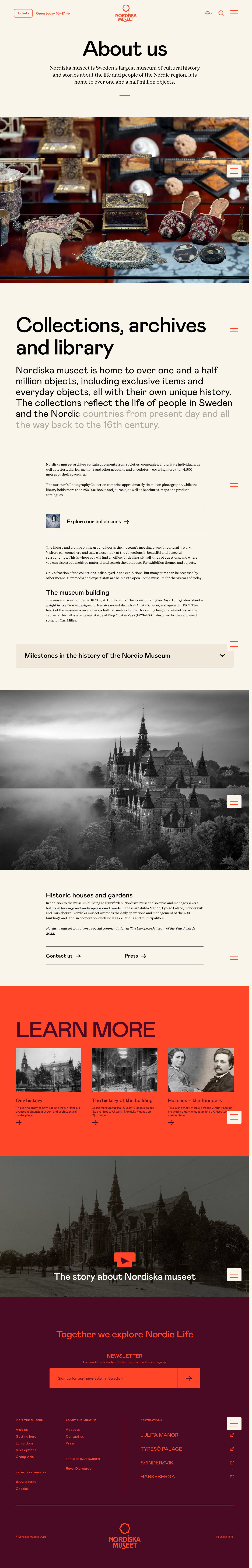 Nordiska Museet · About - full page scroll