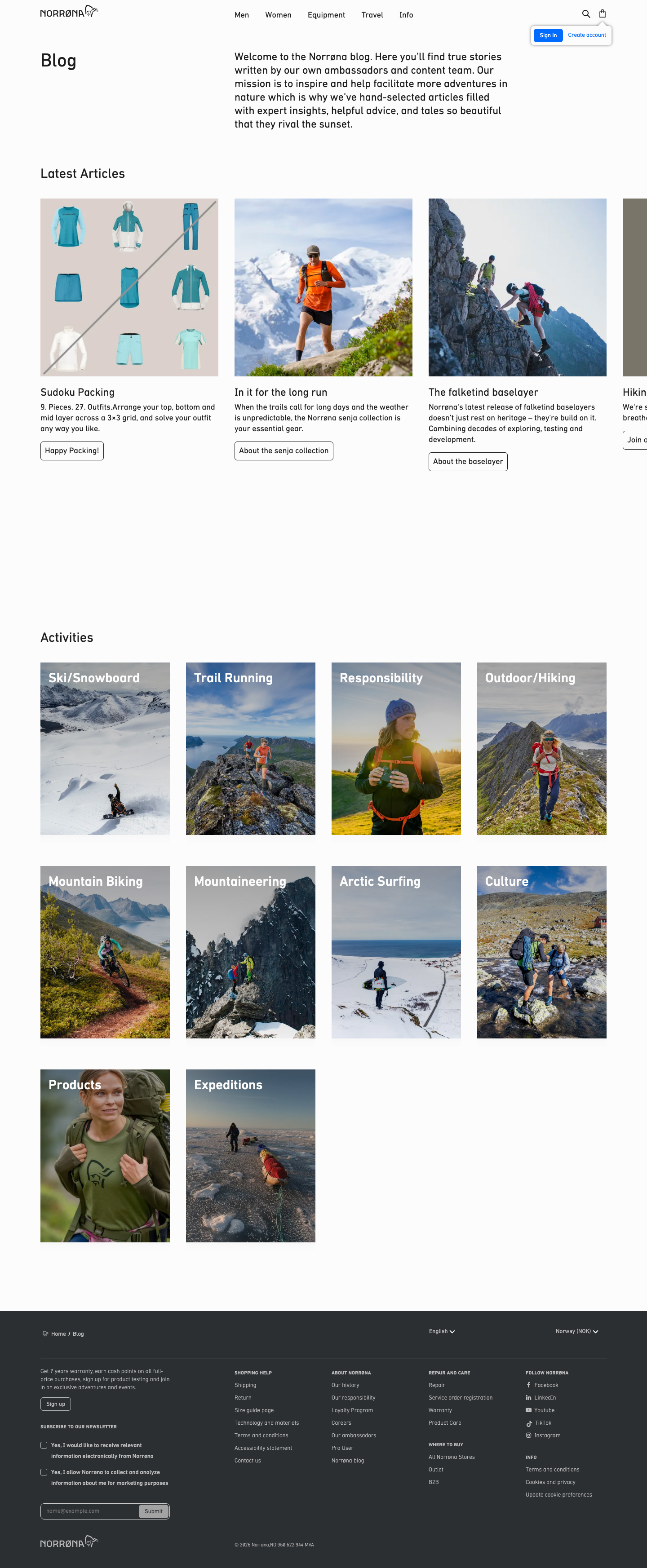 Norrona - full page scroll